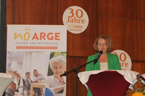 Mag. Christiane Teschl-Hofmeister, Landesrätin für Bildung, Wohnbau und Soziales, bei Ihren Grußworten; 